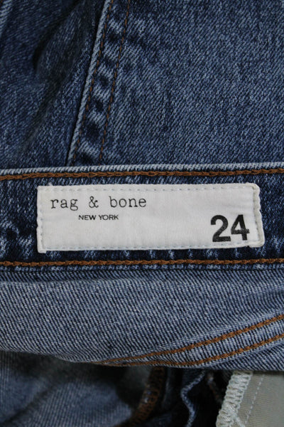 Rag & Bone Womens High Rise Wren Slim Leg Jeans Dominique Blue Cotton Size 24