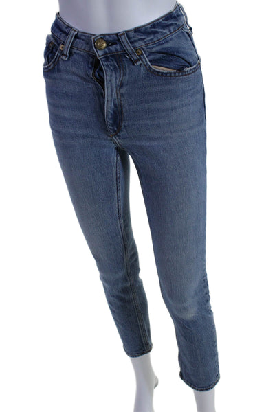 Rag & Bone Womens Wren High Rise Slim Straight Leg Jeans Blue Cotton Size 23