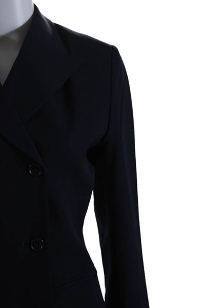 IKCB Women's Collared Long Sleeves Double Breasted Blazer Navy Blue Size 6