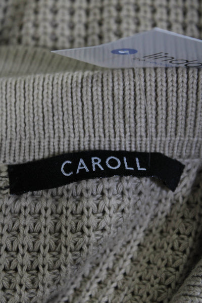 Caroll Women's Collared Long Sleeves Button Down Cardigan Sweater Beige Size 1