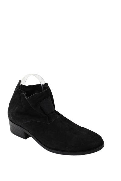 Eileen Fisher Womens Suede Pull On Round Toe Ankle Boots Jet Black Size 10