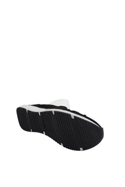 Eileen Fisher Womens Woven Strappy Slide On Sneakers Black White Size 10