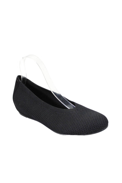 Eileen Fisher Womens Woven Slide On Round Toe Ballet Flats Black Size 10