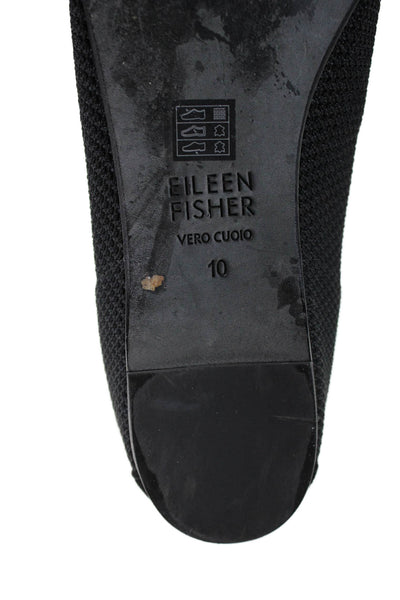 Eileen Fisher Womens Woven Slide On Round Toe Ballet Flats Black Size 10