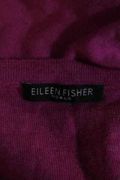 Eileen Fisher Womens Button Down Short Sleeves Cardigan Sweater Pink Size Small