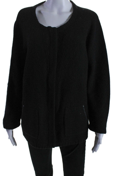 Eileen Fisher Womens Long Sleeves Full Zipper Cardigan Sweater Black Size Medium