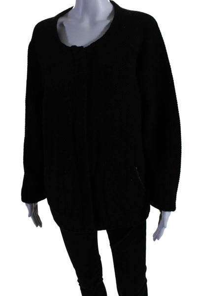 Eileen Fisher Womens Long Sleeves Full Zipper Cardigan Sweater Black Size Medium