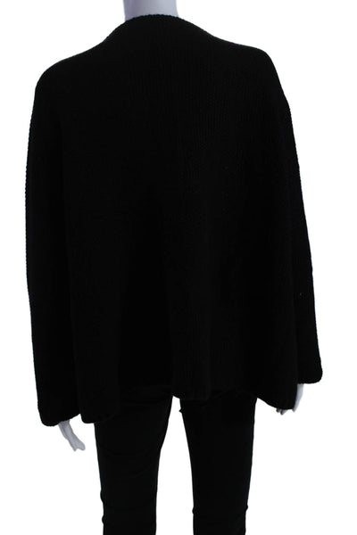 Eileen Fisher Womens Long Sleeves Full Zipper Cardigan Sweater Black Size Medium