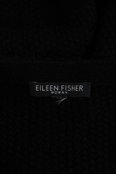 Eileen Fisher Womens Long Sleeves Full Zipper Cardigan Sweater Black Size Medium