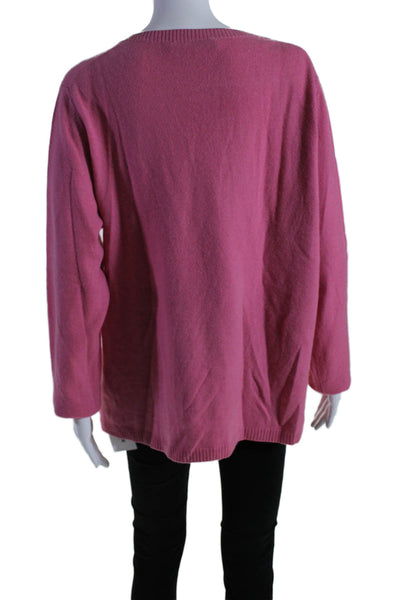 Caslon Womens Cashmere Long Sleeves Pullover V Neck Sweater Pink Size Medium