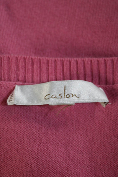 Caslon Womens Cashmere Long Sleeves Pullover V Neck Sweater Pink Size Medium