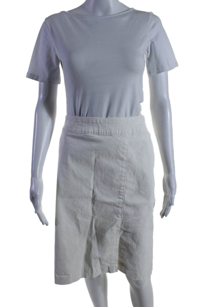 Lauren Ralph Lauren Womens Denim Front Slit Pencil Skirt White Cotton Size 18