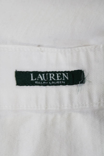 Lauren Ralph Lauren Womens Denim Front Slit Pencil Skirt White Cotton Size 18