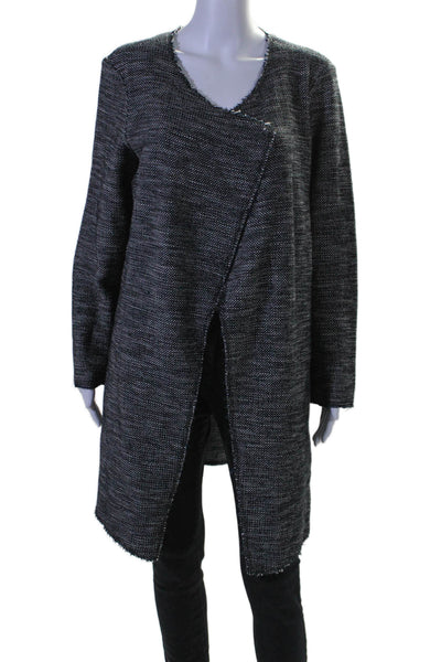 Eileen Fisher Womens Textured Thick Knit Open Front Shall Cardigan Black Size S