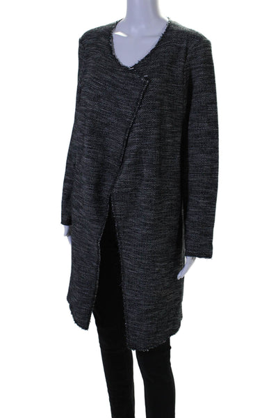 Eileen Fisher Womens Textured Thick Knit Open Front Shall Cardigan Black Size S