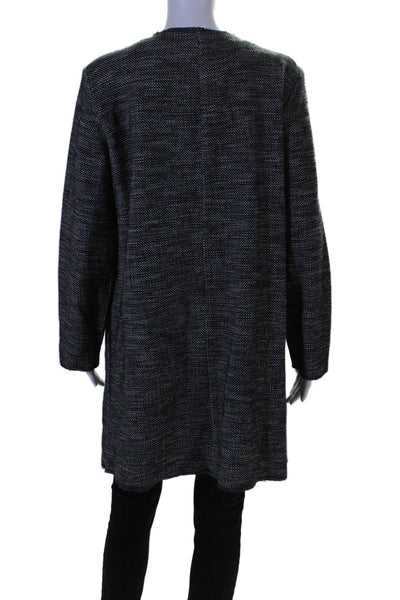 Eileen Fisher Womens Textured Thick Knit Open Front Shall Cardigan Black Size S