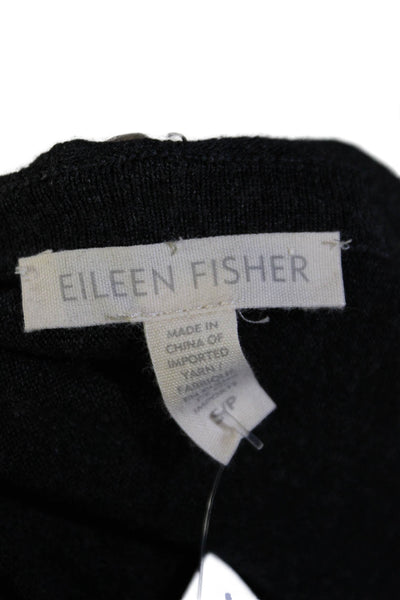 Eileen Fisher Womens Long Sleeve Hood Pullover Knit Sweater Gray Size S