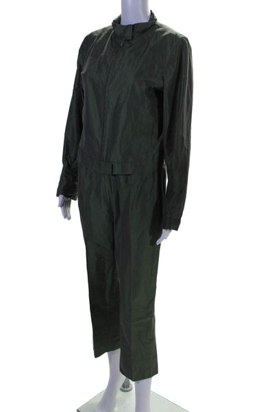 Rene Lezard Womens Cotton Blend Zip Up Jacket + Pants Set Green Size 38 40