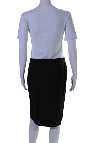 Theory Womens Lined Zip UpKnee Length Pencil Skirt Black Size 4