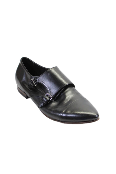 Silvano Sassetti Mens Patten Leather Pointed Toe Buckle Oxfords Black Size EUR 3