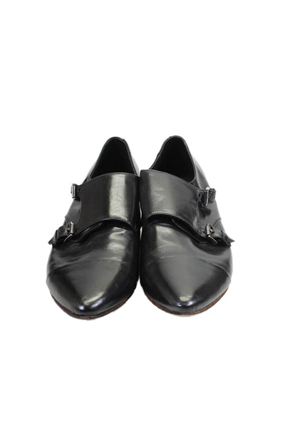 Silvano Sassetti Mens Patten Leather Pointed Toe Buckle Oxfords Black Size EUR 3