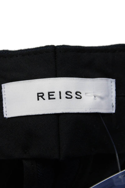 Reiss Women's Hook Closure Pleated Font Cuff Hem Dress Pants Navy Blue Size 30