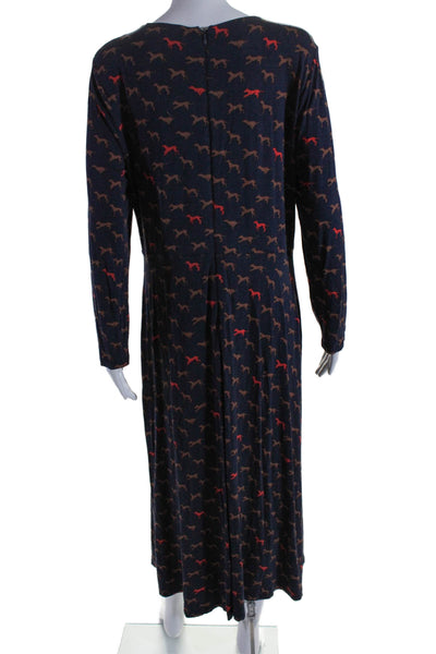 Hobbs London Womens 3/4 Sleeve Scoop Neck Running Dog Maxi Dress Navy Size 10