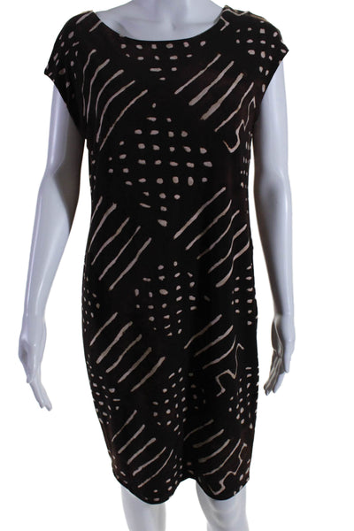 Lauren Ralph Lauren Womens Sleeveless Scoop Neck Abstract Dress Brown Size PS