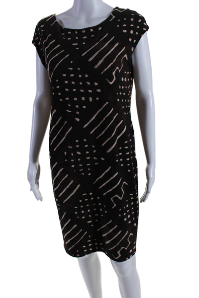 Lauren Ralph Lauren Womens Sleeveless Scoop Neck Abstract Dress Brown Size PS