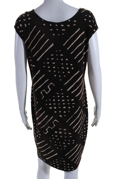 Lauren Ralph Lauren Womens Sleeveless Scoop Neck Abstract Dress Brown Size PS