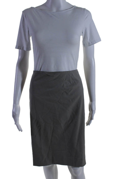 Lafayette 148 New York Womens Back Zip Knee Length Pencil Skirt Gray Size 22W