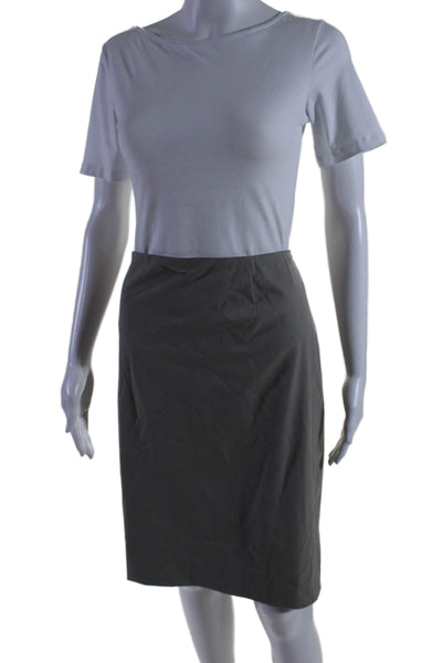 Lafayette 148 New York Womens Back Zip Knee Length Pencil Skirt Gray Size 22W