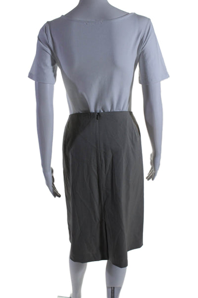 Lafayette 148 New York Womens Back Zip Knee Length Pencil Skirt Gray Size 22W