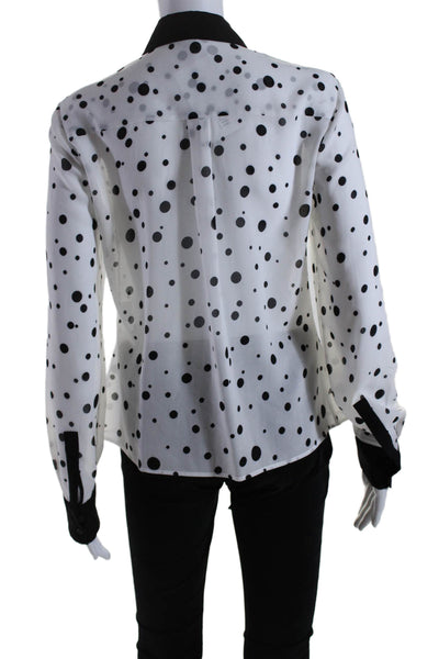 Hobbs London Womens Button Front Collared Polka Dot Shirt White Black Size 10