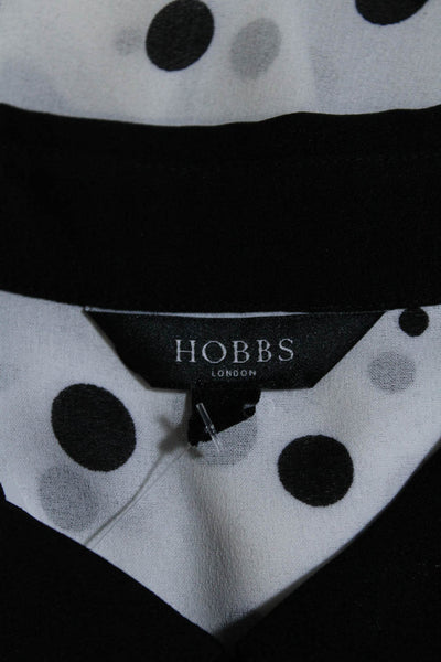 Hobbs London Womens Button Front Collared Polka Dot Shirt White Black Size 10