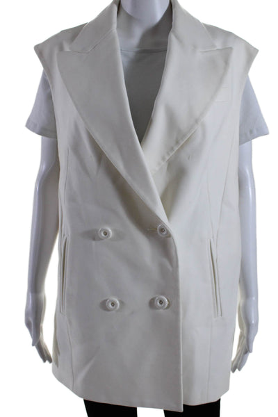 Michael Kors Collection Womens Double Breasted Pointed Lapel Vest Jacket White 4