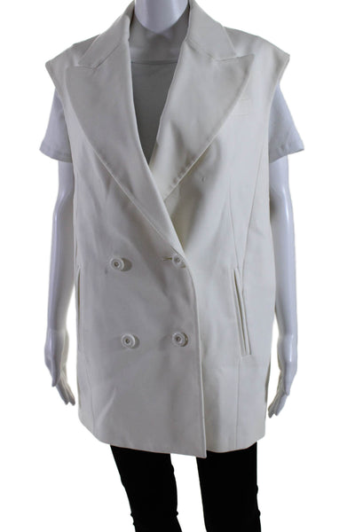 Michael Kors Collection Womens Double Breasted Pointed Lapel Vest Jacket White 4