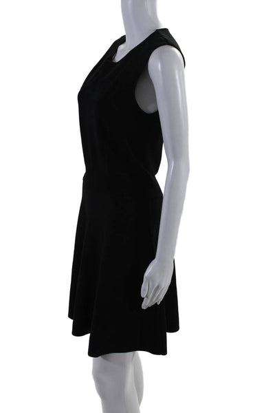 Theory Women's Round Neck Sleeveless Fit Flare Mini Dress Black Size M