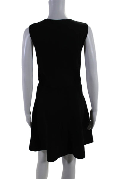 Theory Women's Round Neck Sleeveless Fit Flare Mini Dress Black Size M