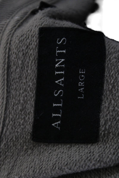 Allsaints Women's Long Sleeves Round Neck Full Zip Pockets Sweatshirt Tan Size L