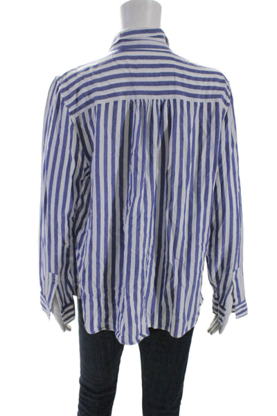 Rails Womens Long Sleeve Striped Button Down Shirt Blue Size L