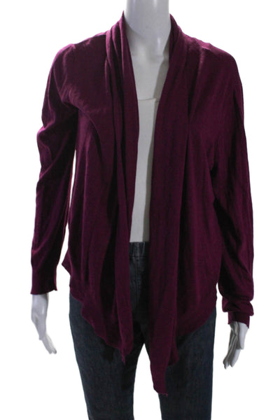 DKNY Womens Silk Long Sleeve Open Front Cardigan Purple Size M/L