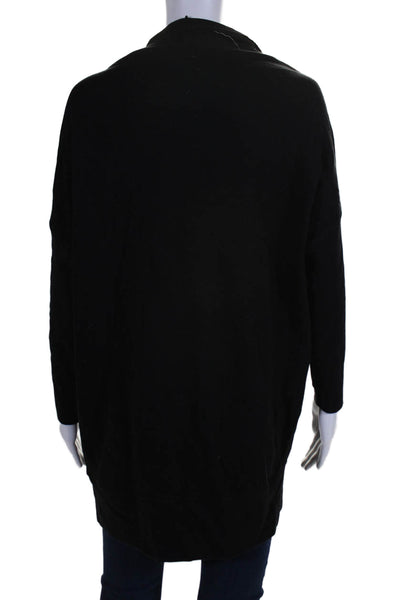 Pact Womens Long Sleeve Tight Knit Open Front Long Top Black Size XS