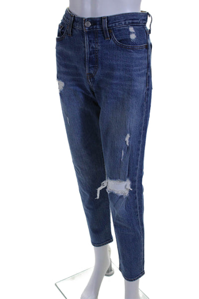 Levi Strauss & Co Womens Cotton Distressed High Rise Skinny Jeans Blue Size 26