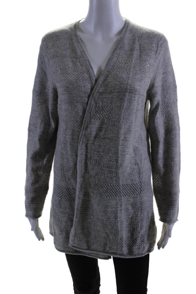 Cashmere Charter Club Womens Long Sleeves Cardigan Sweater Gray Size Large