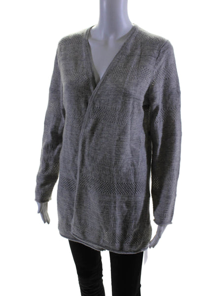 Cashmere Charter Club Womens Long Sleeves Cardigan Sweater Gray Size Large