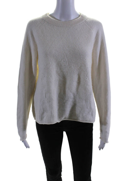 Madewell Womens Long Sleeves Crew Neck Sweater White Cotton Size Medium