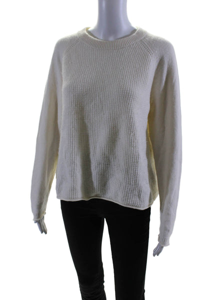 Madewell Womens Long Sleeves Crew Neck Sweater White Cotton Size Medium