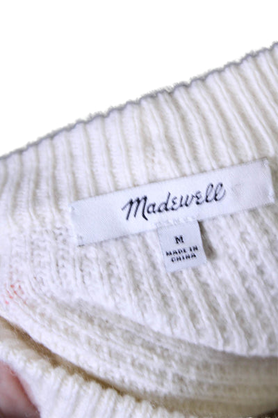 Madewell Womens Long Sleeves Crew Neck Sweater White Cotton Size Medium