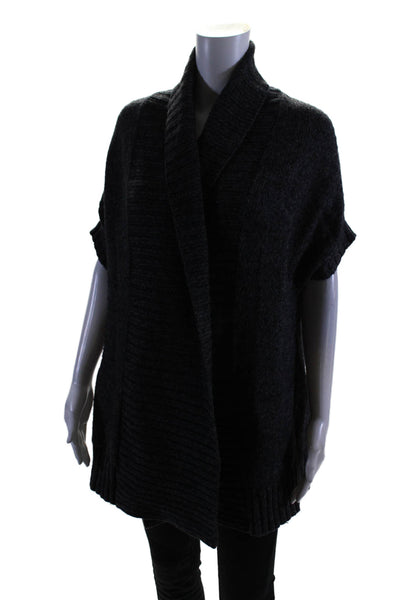 Lafayette 148 New York Womens Short Sleeves Cardigan Sweater Gray Wool Size Medi